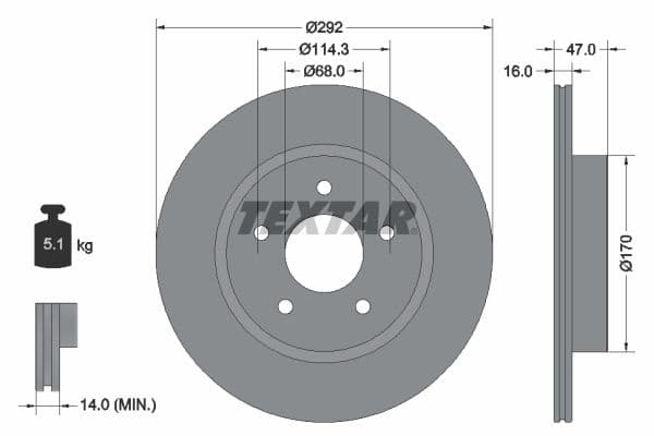 Disc frana TEXTAR PRO 92278103