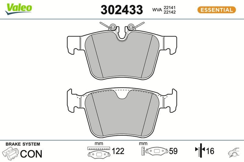 set placute frana,frana disc VALEO ESSENTIAL 302433