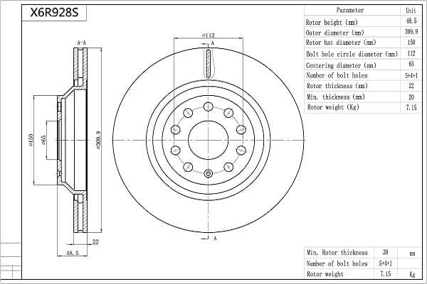 Disc frana AISIN X6R928S