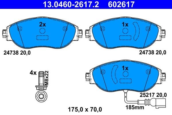 set placute frana,frana disc ATE 13.0460-2617.2