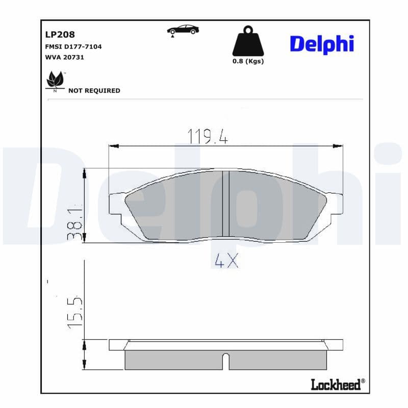 set placute frana,frana disc DELPHI LP208