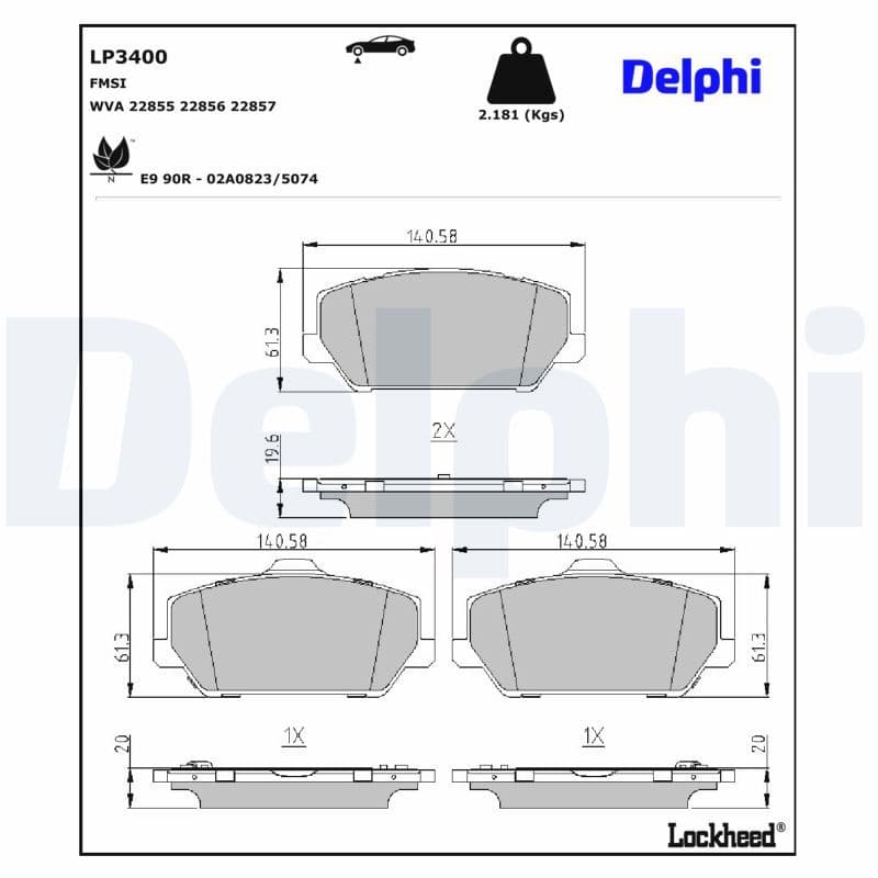 set placute frana,frana disc DELPHI LP3400
