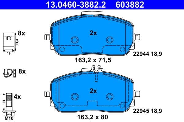 set placute frana,frana disc ATE 13.0460-3882.2
