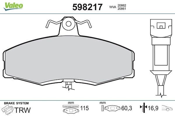 set placute frana,frana disc VALEO 598217