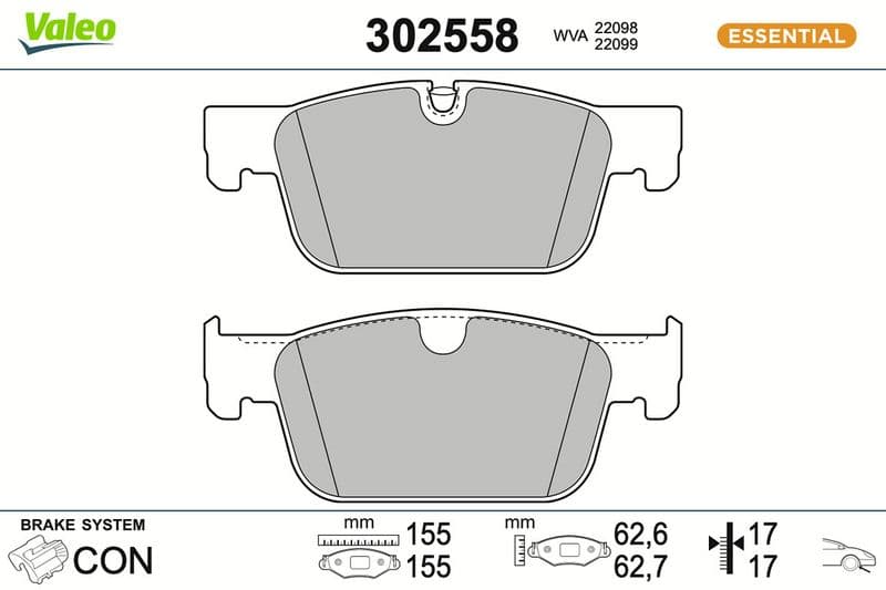set placute frana,frana disc VALEO ESSENTIAL 302558