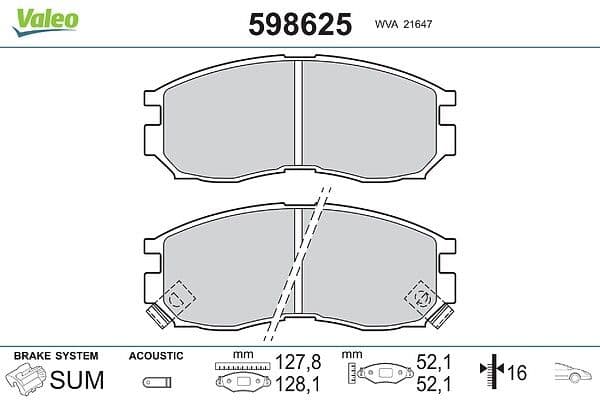 set placute frana,frana disc VALEO 598625