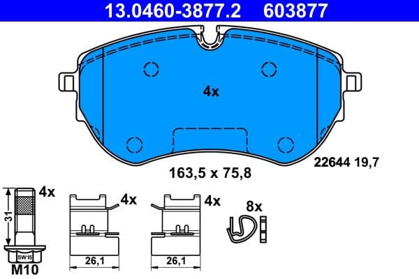 set placute frana,frana disc ATE 13.0460-3877.2