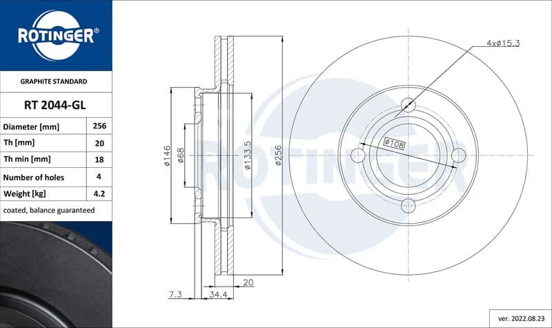 Disc frana ROTINGER GRAPHITE LINE RT 2044-GL