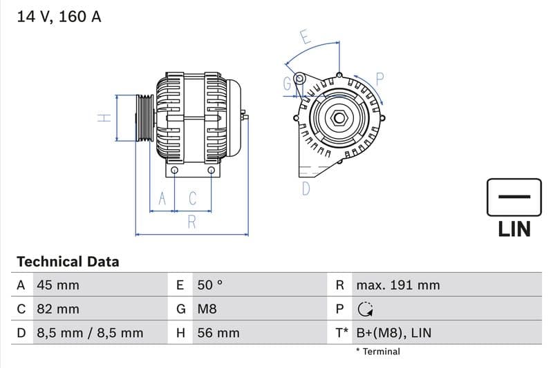 Generator / Alternator BOSCH 0 986 047 500