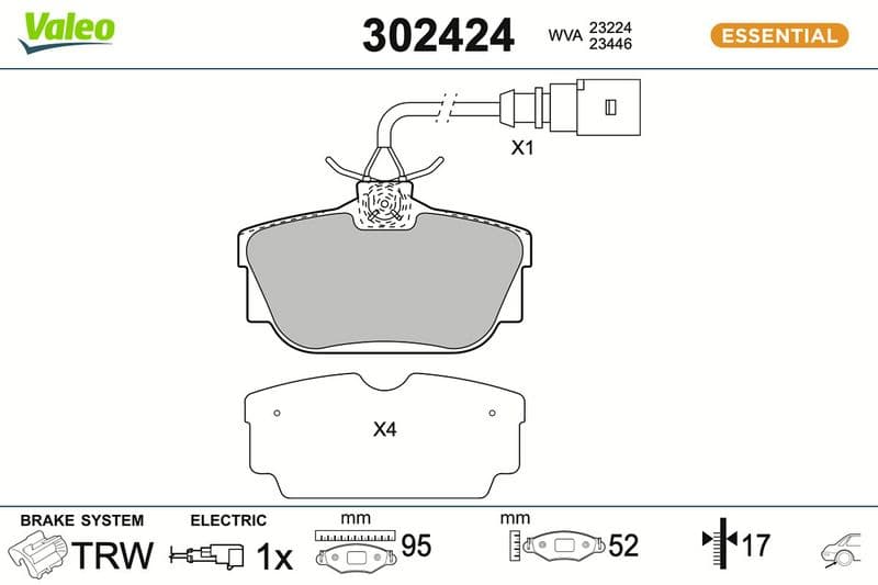 set placute frana,frana disc VALEO ESSENTIAL 302424