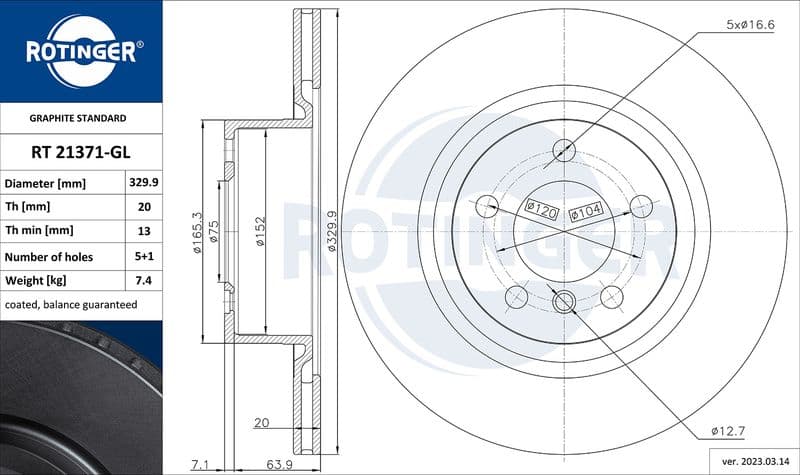 Disc frana ROTINGER GRAPHITE LINE RT 21371-GL