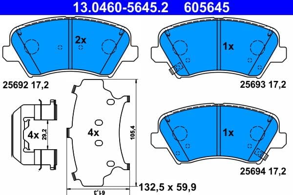 set placute frana,frana disc ATE 13.0460-5645.2