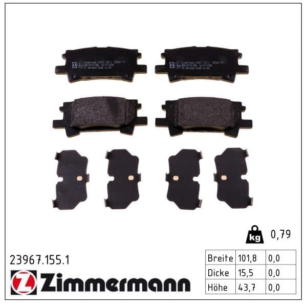 set placute frana,frana disc ZIMMERMANN 23967.155.1