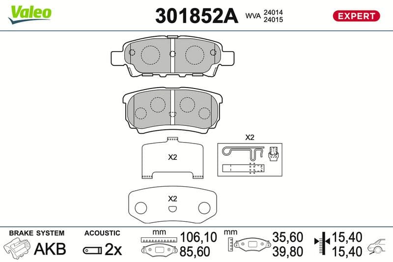 set placute frana,frana disc VALEO 301852A