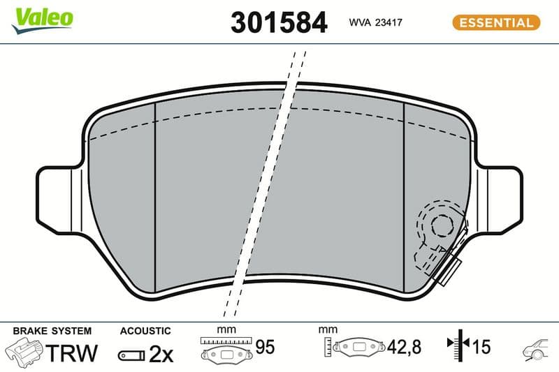 set placute frana,frana disc VALEO ESSENTIAL 301584