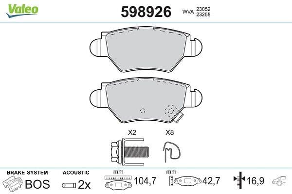 set placute frana,frana disc VALEO 598926
