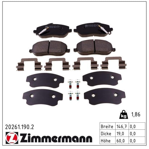 set placute frana,frana disc ZIMMERMANN 20261.190.2