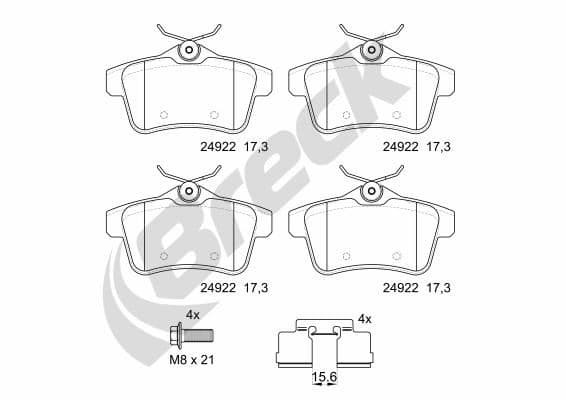 set placute frana,frana disc BRECK 24922 00 704 00