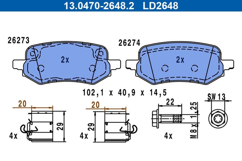 set placute frana,frana disc ATE Ceramic 13.0470-2648.2