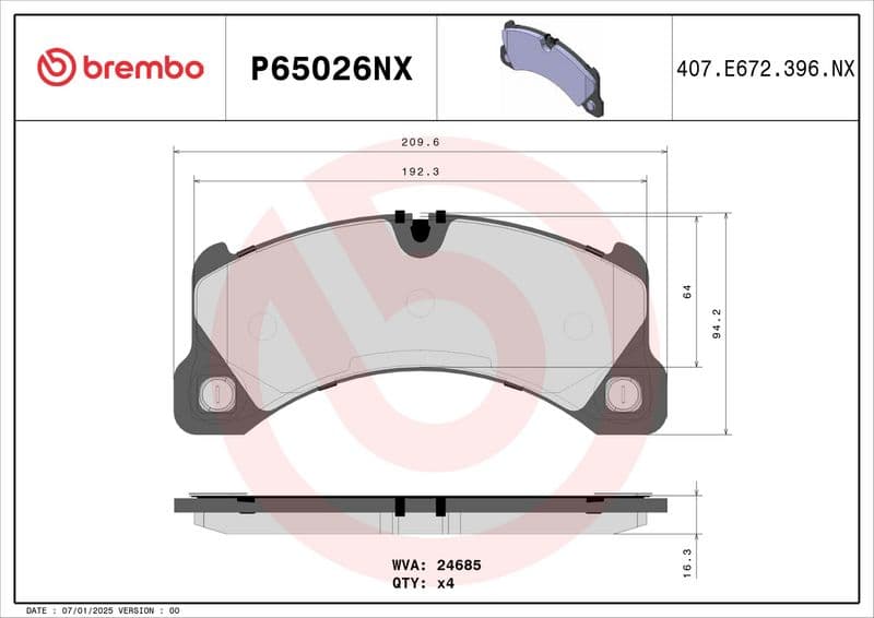 set placute frana,frana disc BREMBO XTRA LINE - Ceramic P65026NX