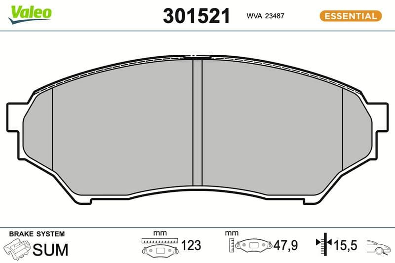 set placute frana,frana disc VALEO ESSENTIAL 301521