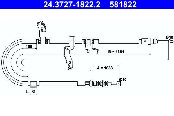 Cablu, frana de parcare ATE 24.3727-1822.2