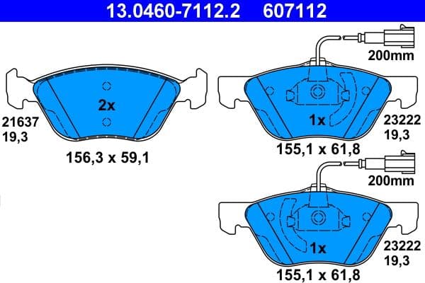 set placute frana,frana disc ATE 13.0460-7112.2