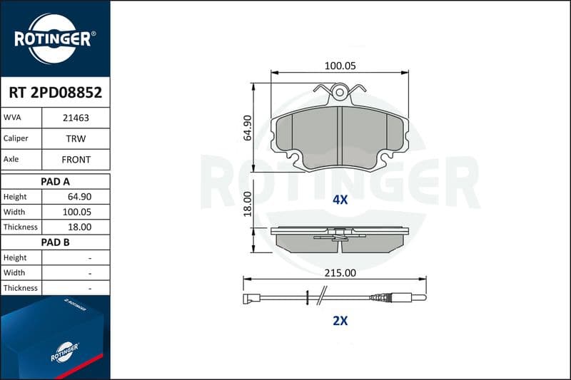set placute frana,frana disc ROTINGER RT 2PD08852