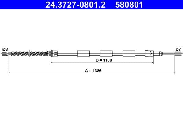 Cablu, frana de parcare ATE 24.3727-0801.2