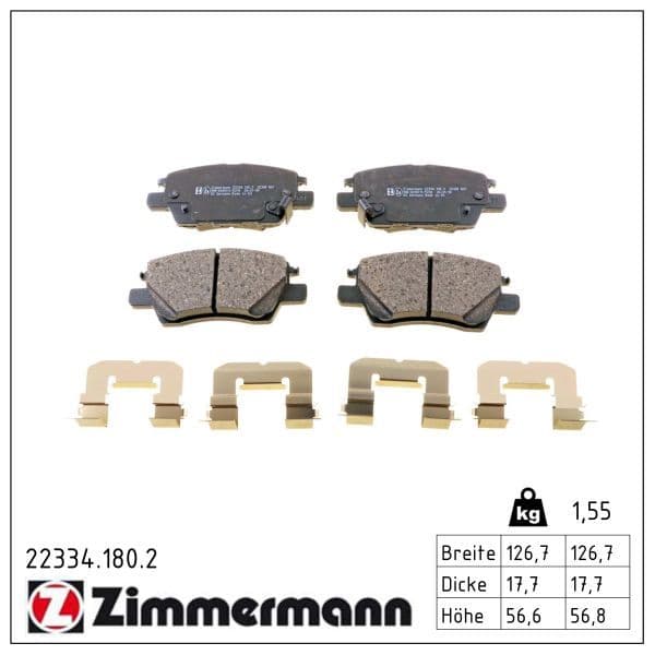 set placute frana,frana disc ZIMMERMANN 22334.180.2