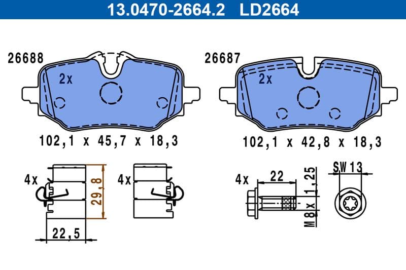 set placute frana,frana disc ATE Ceramic 13.0470-2664.2