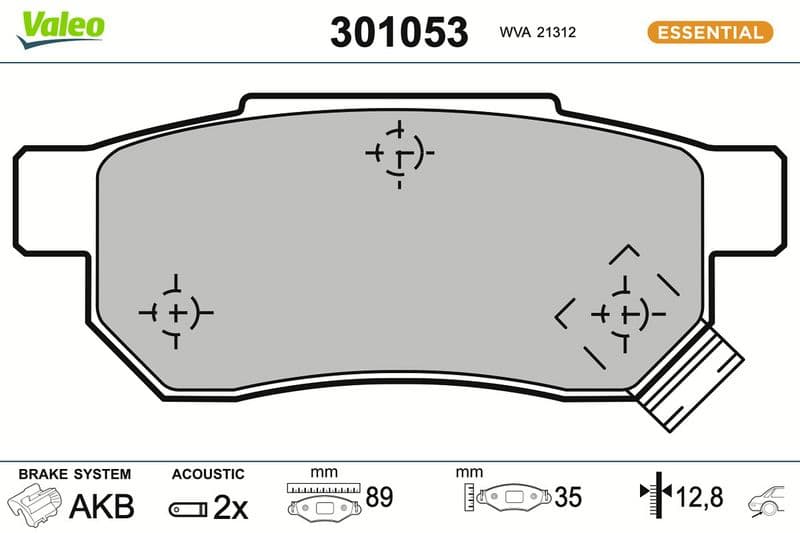 set placute frana,frana disc VALEO ESSENTIAL 301053