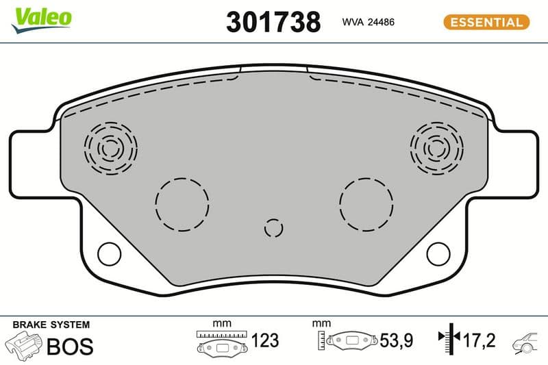 set placute frana,frana disc VALEO ESSENTIAL 301738