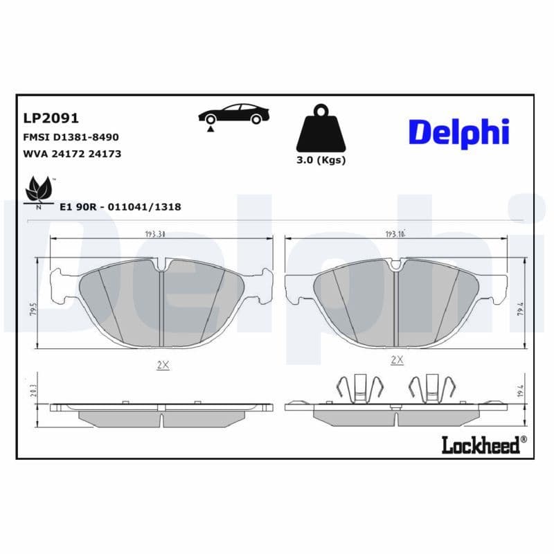 set placute frana,frana disc DELPHI LP2091