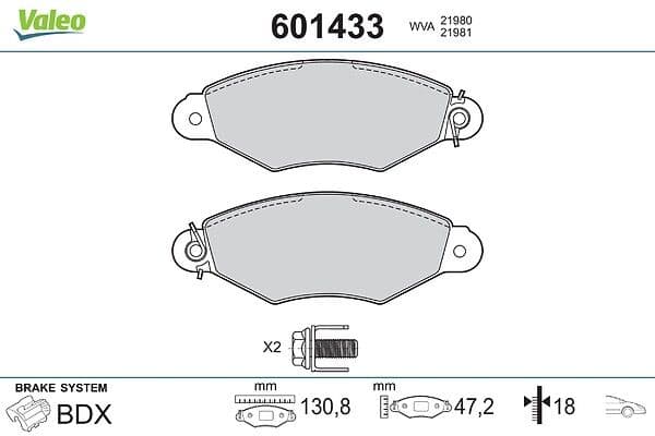 set placute frana,frana disc VALEO 601433
