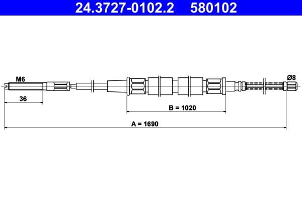 Cablu, frana de parcare ATE 24.3727-0102.2