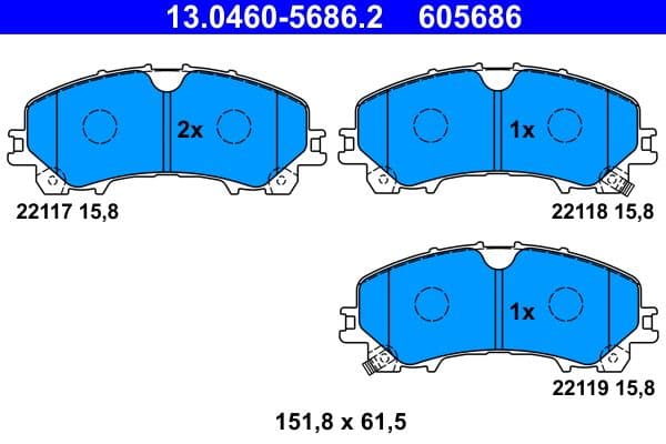 set placute frana,frana disc ATE 13.0460-5686.2