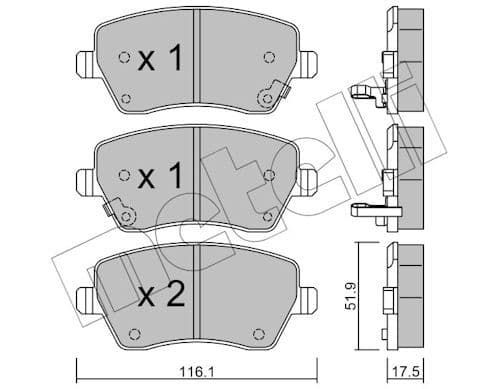 set placute frana,frana disc METELLI 22-0485-2