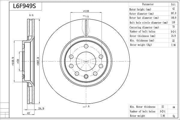 Disc frana AISIN L6F949S