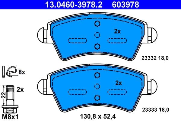 set placute frana,frana disc ATE 13.0460-3978.2