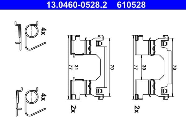 Set accesorii, placute frana ATE 13.0460-0528.2