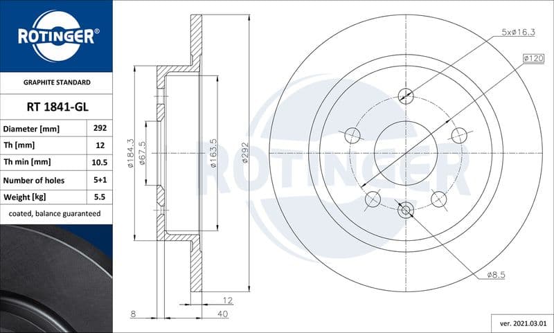 Disc frana ROTINGER GRAPHITE LINE RT 1841-GL