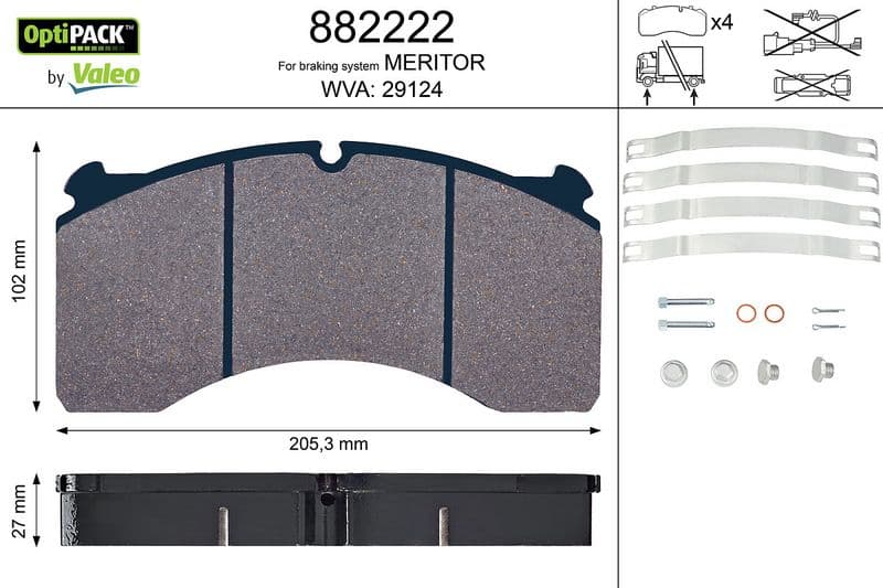 set placute frana,frana disc VALEO OPTIPACK 882222