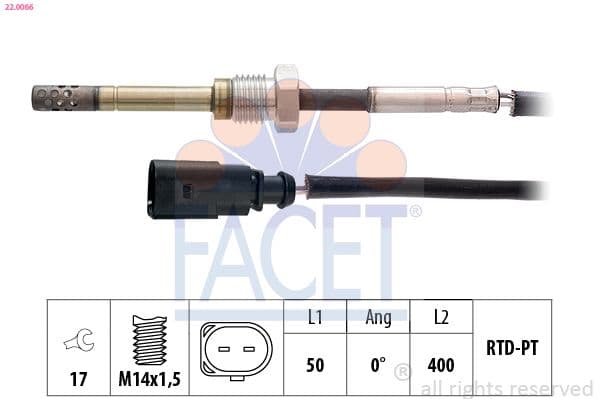 Senzor, temperatura gaze evacuare FACET Made in Italy - OE Equivalent 22.0066