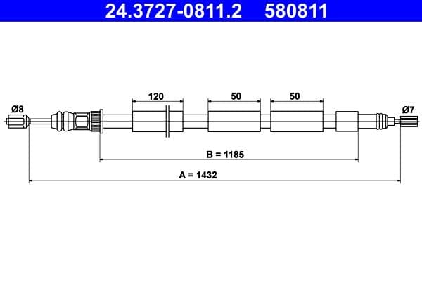 Cablu, frana de parcare ATE 24.3727-0811.2