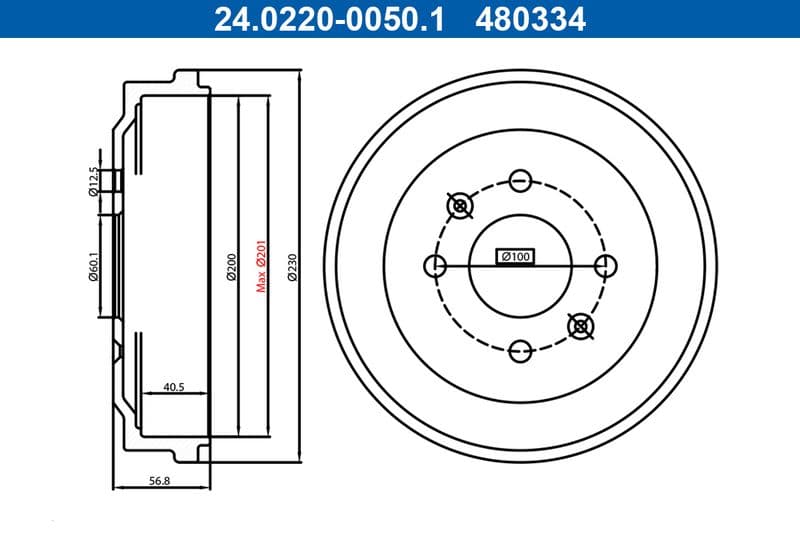 Tambur frana ATE 24.0220-0050.1