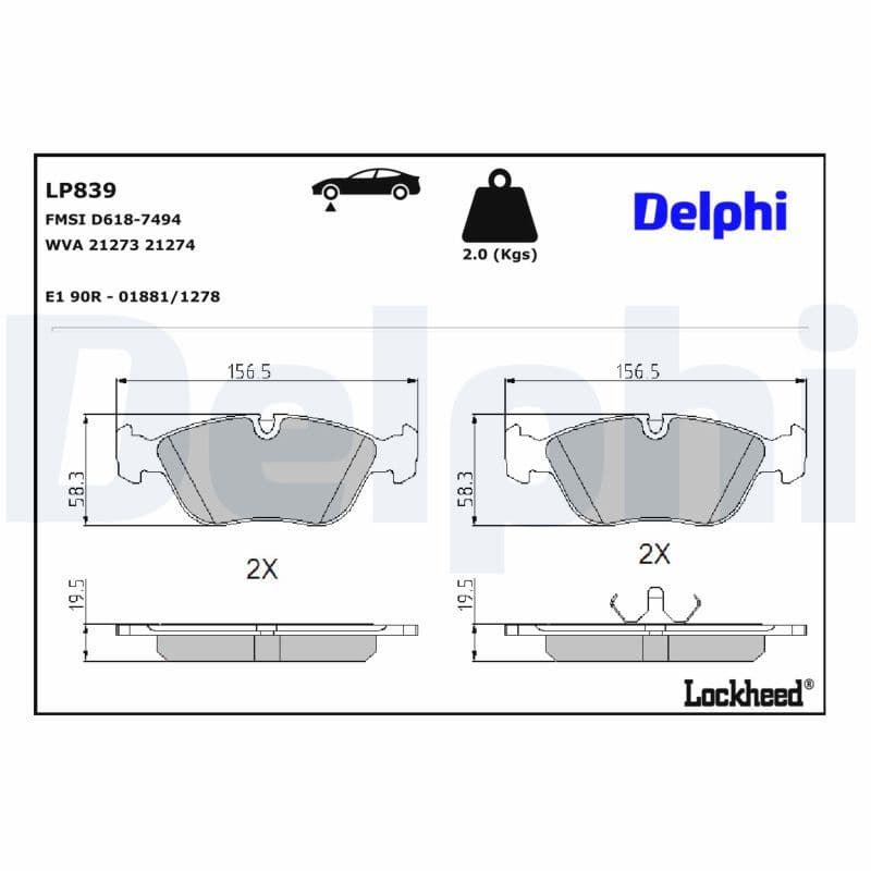set placute frana,frana disc DELPHI LP839
