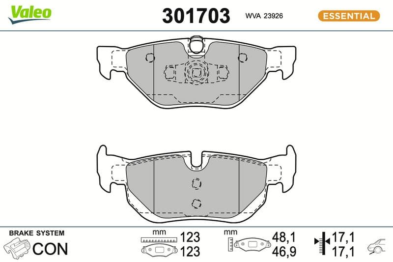 set placute frana,frana disc VALEO ESSENTIAL 301703