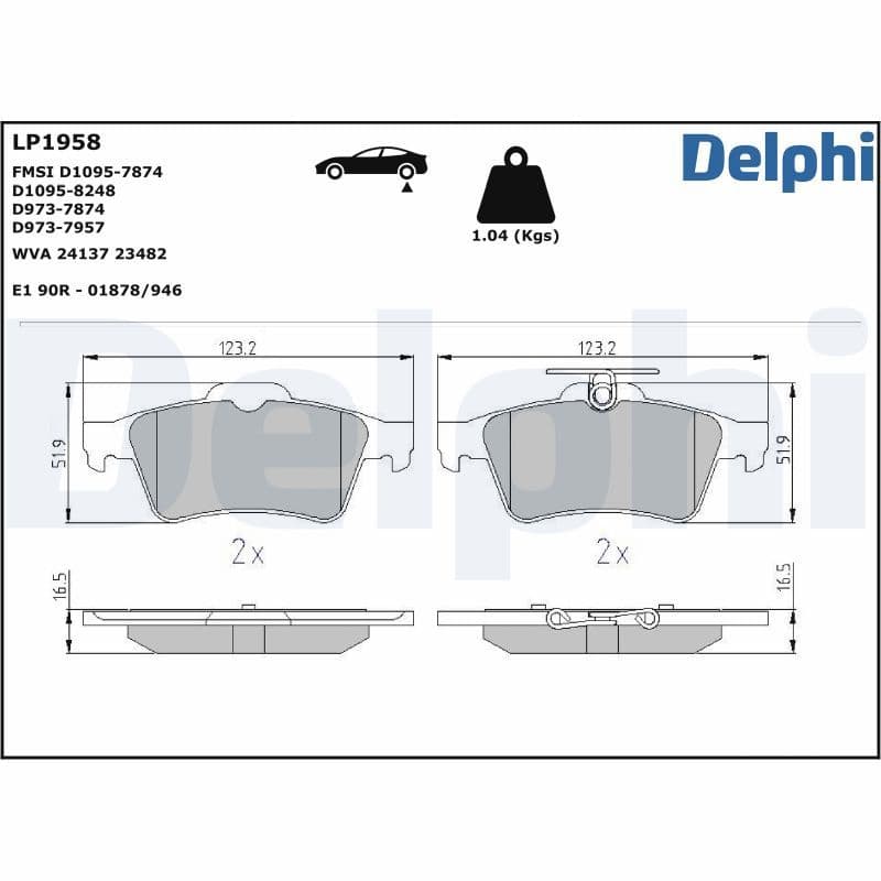 set placute frana,frana disc DELPHI LP1958