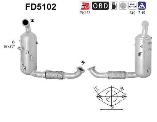 Filtru funingine/particule, sist.de esapament AS-PL FD5102